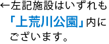 左記施設はいずれも「上荒川公園」内にございます。